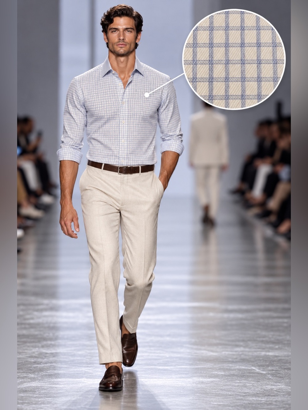 Ledbury Men’s 15 36 Regular Blue Check 100% Cotton Button Front Dress Shirt